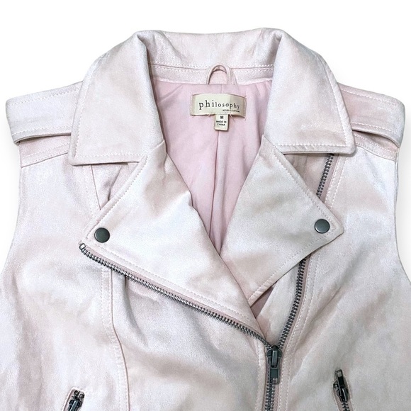 Philosophy Pink Faux Suede Moto Vest - Medium - Picture 8 of 9